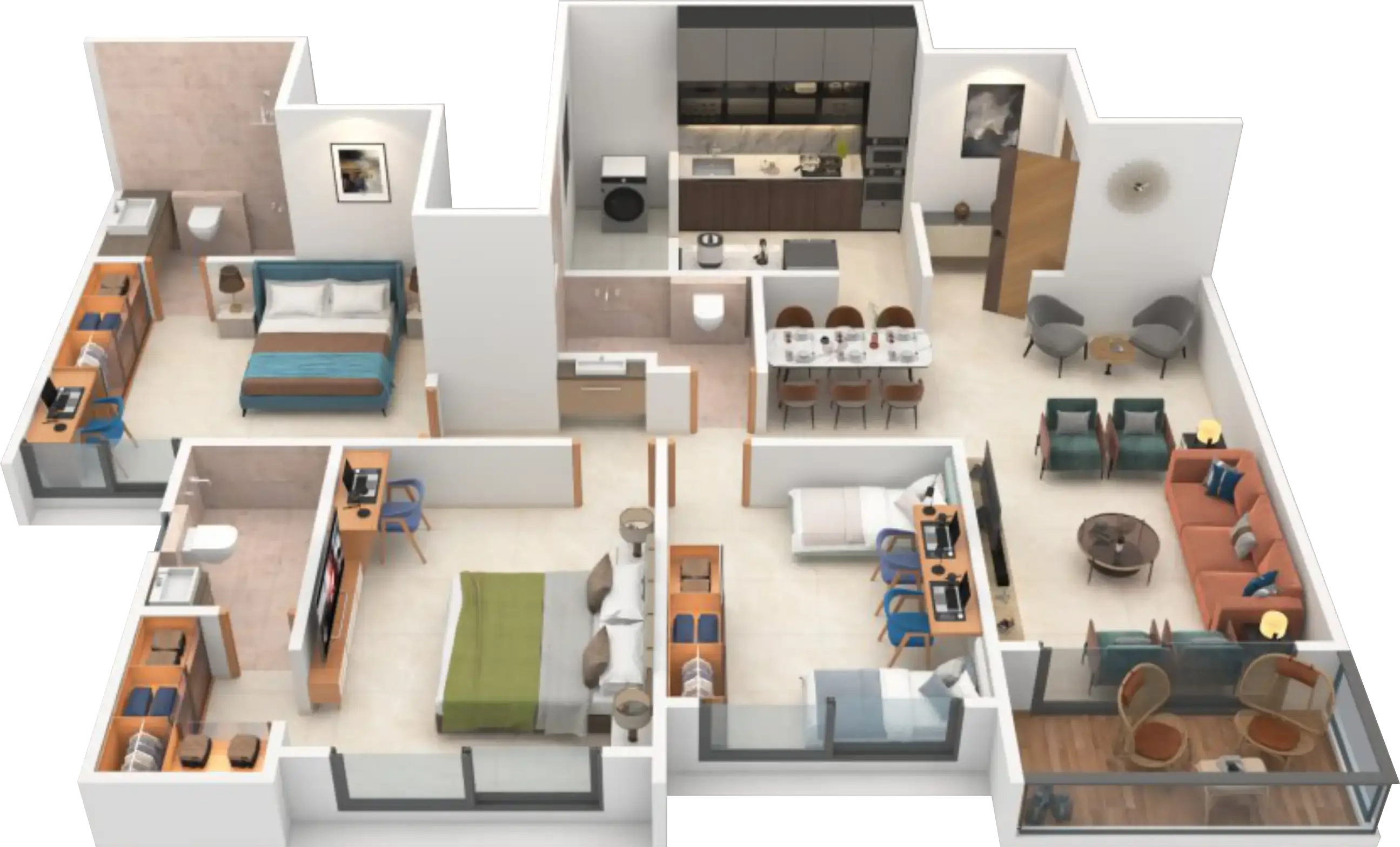 3 BHK Cut Section